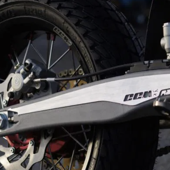 The swingarm of the CCM GP450